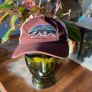 Patagonia Baseball Cap Maroon and White Fitz Roy Bear